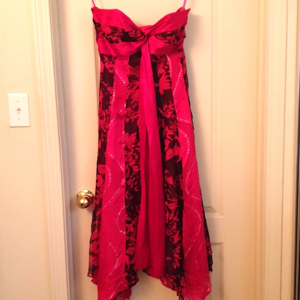 Monsoon Pink and Black Flowy Dress Size 8